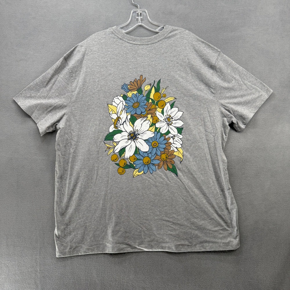Goodfellow & Co Mens XXL Wildflower Floral Graphic Tee Shirt Gray Flower NWT